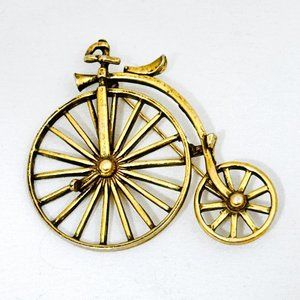 Vintage Old Time Bicyle Brooch Signed Zentall